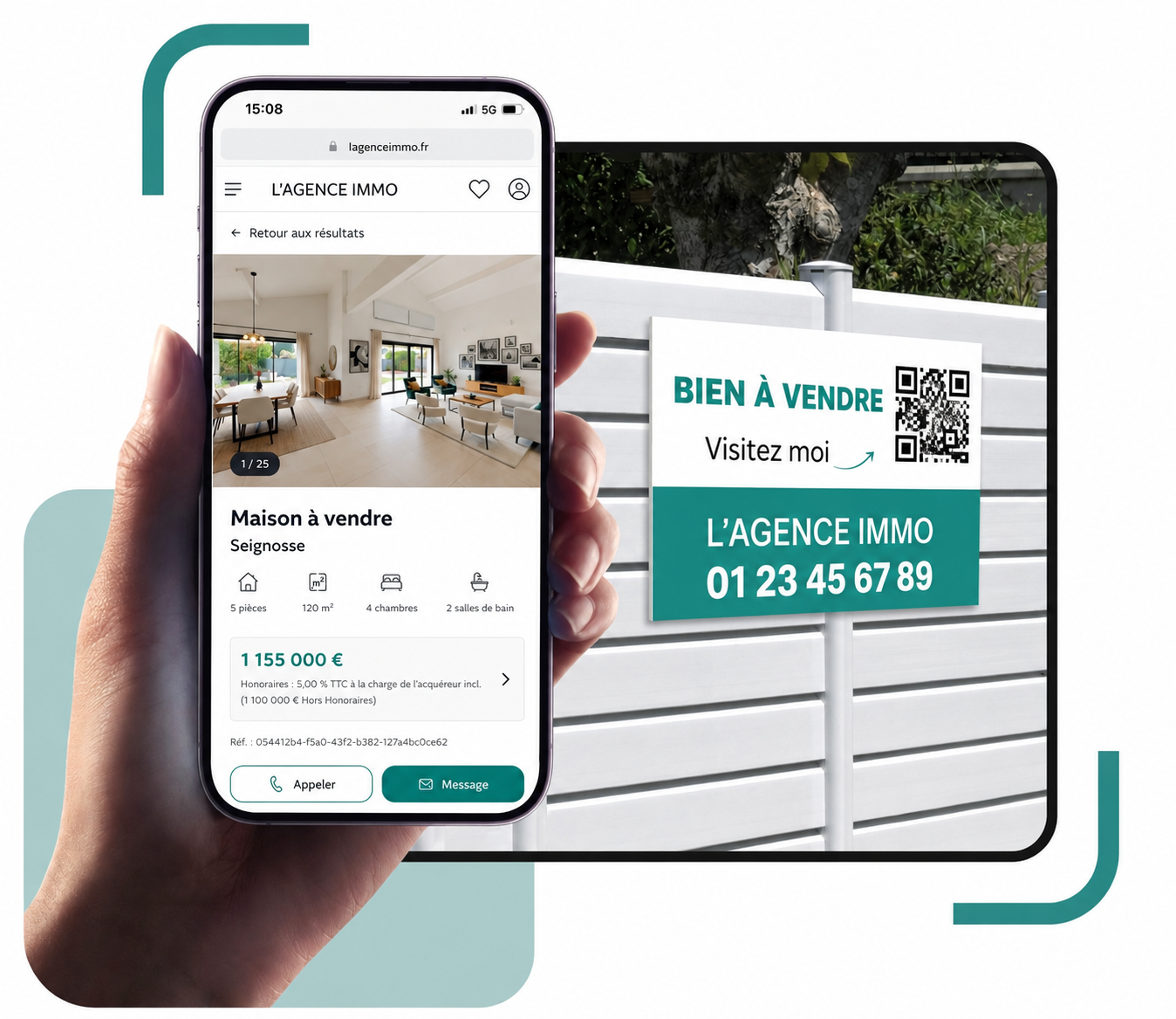 Panneau immobilier connecté avec QR code QR Switch