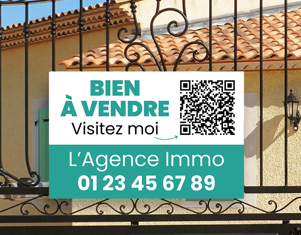 Panneau immobilier QR Switch — BIEN À VENDRE avec QR code